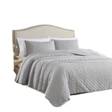 RT Designers Collection Cayla 3 Pieces Washed Pinsonic Lightweight Quilts Set For Bedding Grey