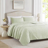 RT Designers Collection Cayla 3 Pieces Washed Pinsonic Lightweight Quilts Set For Bedding Sage