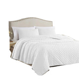 RT Designers Collection Cayla 3 Pieces Washed Pinsonic Lightweight Quilts Set For Bedding White