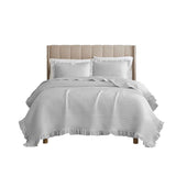 RT Designers Collection Carla 3 Pieces Washed Stitched Lightweight Quilts Set For Bedding Silver