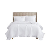 RT Designers Collection Carla 3 Pieces Washed Stitched Lightweight Quilts Set For Bedding White