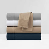 Chic Home Marsai Sheet Set Super Soft Pleated Flange Solid Color Design - Includes 1 Flat, 1 Fitted Sheet, and 1 Pillowcase - 3 Piece - Twin XL 66x102"