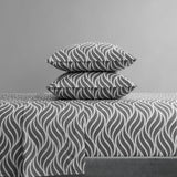 Chic Home Kate Sheet Set Super Soft Two-Tone Geometric Leaf Pattern Print Design - Grey