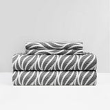 Chic Home Kate Sheet Set Super Soft Two-Tone Geometric Leaf Pattern Print Design - Grey