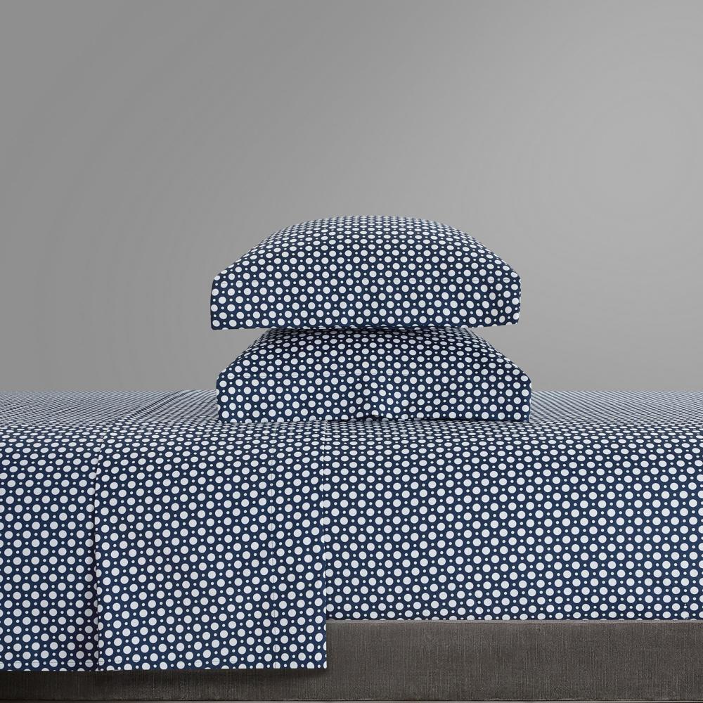 Chic Home Rylie Sheet Set Super Soft Geometric Polka Dot Pattern Print Design - Includes 1 Flat, 1 Fitted Sheet, and 2 Pillowcases - 4 Piece - King 108x102"