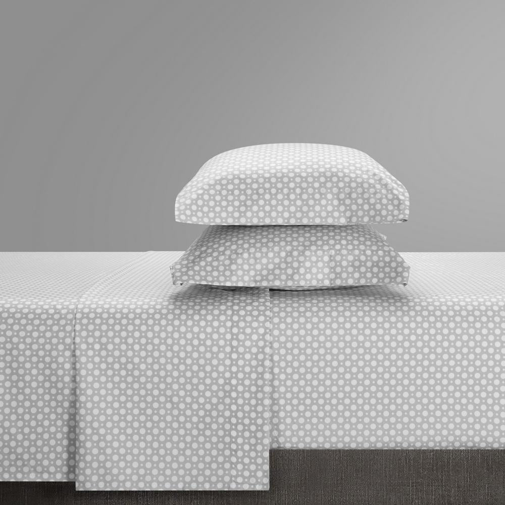 Chic Home Rylie Sheet Set Super Soft Geometric Polka Dot Pattern Print Design - Includes 1 Flat, 1 Fitted Sheet, and 2 Pillowcases - 4 Piece - Queen 90x102"