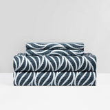 Chic Home Kate Sheet Set Super Soft Two-Tone Geometric Leaf Pattern Print Design - Navy