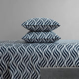Chic Home Kate Sheet Set Super Soft Two-Tone Geometric Leaf Pattern Print Design - Navy