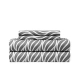 Chic Home Kate Sheet Set Super Soft Two-Tone Geometric Leaf Pattern Print Design - Grey