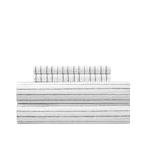 Chic Home Kailey Sheet Set Solid White With Dot Striped Pattern Print Design - Includes 1 Flat, 1 Fitted Sheet, and 2 Pillowcases - 4 Piece - King 108x102"