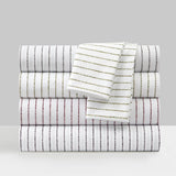 Chic Home Kailey Sheet Set Solid White With Dot Striped Pattern Print Design - Includes 1 Flat, 1 Fitted Sheet, and 2 Pillowcases - 4 Piece - King 108x102"