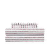 Chic Home Kailey Sheet Set Solid White With Dot Striped Pattern Print Design - Includes 1 Flat, 1 Fitted Sheet, and 2 Pillowcases - 4 Piece - Queen 90x102"