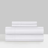 Chic Home Siena Sheet Set Solid Color Striped Pattern Technique - Includes 1 Flat, 1 Fitted Sheet, and 2 Pillowcases - 4 Piece - White