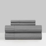 Chic Home Siena Sheet Set Solid Color Striped Pattern Technique - Includes 1 Flat, 1 Fitted Sheet, and 2 Pillowcases - 4 Piece - Grey