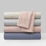 Chic Home Denise Sheet Set Super Soft Graphic Herringbone Print Design - Includes 1 Flat, 1 Fitted Sheet, and 1 Pillowcase - 3 Piece - Twin 66x102"