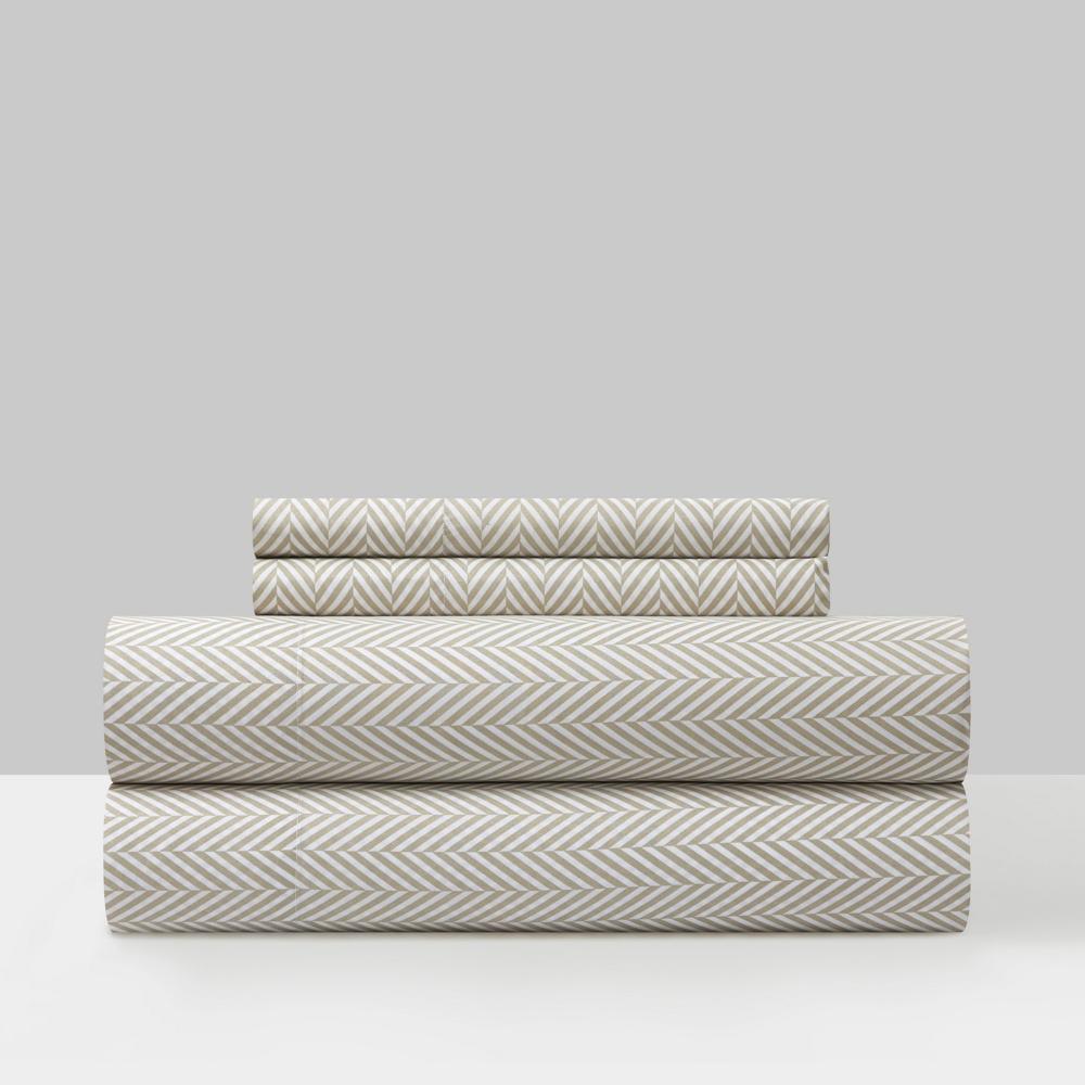 Chic Home Denise Sheet Set Super Soft Graphic Herringbone Print Design - Includes 1 Flat, 1 Fitted Sheet, and 1 Pillowcase - 3 Piece - Twin 66x102"