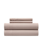 Chic Home Savannah Sheet Set Solid Color With Dual Stripe Embroidery - Includes 1 Flat, 1 Fitted Sheet, and 1 Pillowcase - 3 Piece - Twin 66x102"