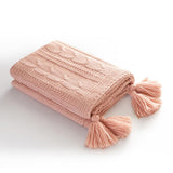 Chic Home Jorja Knitted Throw Blanket Plush Super Soft Textured Pattern With Corner Tassel Trim - 50x60”