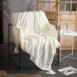 Chic Home Jorja Knitted Throw Blanket Plush Super Soft Textured Pattern With Corner Tassel Trim - 50x60”