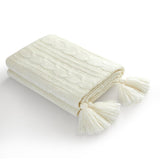 Chic Home Jorja Knitted Throw Blanket Plush Super Soft Textured Pattern With Corner Tassel Trim - 50x60”
