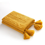 Chic Home Jorja Knitted Throw Blanket Plush Super Soft Textured Pattern With Corner Tassel Trim - 50x60”