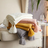 Chic Home Jorja Knitted Throw Blanket Plush Super Soft Textured Pattern With Corner Tassel Trim - 50x60”