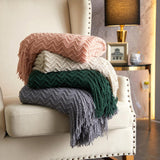 Chic Home Jorja Knitted Throw Blanket Plush Super Soft Textured Pattern With Corner Tassel Trim - 50x60”