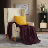 Chic Home Foremost Ruched Throw Blanket Plush Super Soft Solid Color Zig Zag Pattern With Tassel Fringe - 50x60”