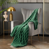 Chic Home Clapton Throw Blanket Clip Jacquard Flannel Micromink Backing Design - 50x60", Green