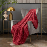 Chic Home Clapton Throw Blanket Clip Jacquard Flannel Micromink Backing Design - 50x60", Red