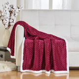 Soft Braided and Comfortable Plush All Season Sherpa 50" X 60" Throw Blanket, Burgundy