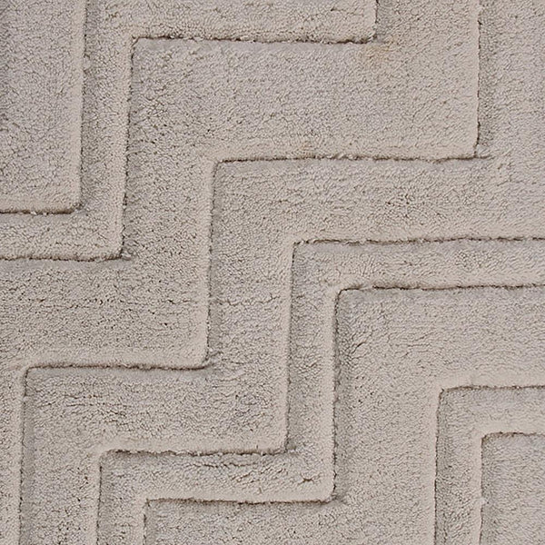 Zig Zag Pattern Cotton Non-Skid Back Bath Rug Ivory by Castle Hill London