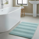 Knightsbridge Stylish And Comfortable All Season Traditional Wide Cut Design Cotton Bath Rug 17" X 24" Light Blue
