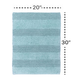 Knightsbridge Stylish And Comfortable All Season Traditional Wide Cut Design Cotton Bath Rug 17" X 24" Light Blue