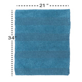 Knightsbridge Stylish And Comfortable All Season Traditional Wide Cut Design Cotton Bath Rug 21" X 34" Aqua