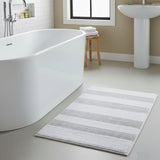 Knightsbridge Stylish And Comfortable All Season Traditional Wide Cut Design Cotton Bath Rug 21" X 34" White