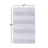 Knightsbridge Stylish And Comfortable All Season Traditional Wide Cut Design Cotton Bath Rug 21" X 34" White