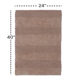 Knightsbridge Stylish And Comfortable All Season Traditional Wide Cut Design Cotton Bath Rug 24" X 40" Stone