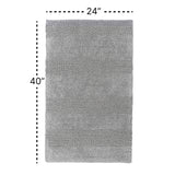 Knightsbridge Stylish And Comfortable All Season Traditional Wide Cut Design Cotton Bath Rug 24" X 40" Silver