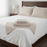 Castle Hill Premium Lightweight 440 Thread Count Cotton Sateen 4 Pieces Sheet Set Ivory