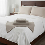 Castle Hill Premium Lightweight 330 Thread Count Cotton Sateen 4 Pieces Sheet Set Taupe