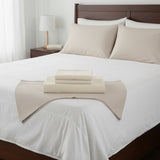 Castle Hill Premium Lightweight 330 Thread Count Cotton Sateen 4 Pieces Sheet Set White