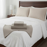 Castle Hill Premium Lightweight 330 Thread Count Cotton Sateen 4 Pieces Sheet Set Grey