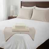 Castle Hill Premium Lightweight 330 Thread Count Cotton Sateen 4 Pieces Sheet Set Ivory