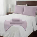 Castle Hill Premium Lightweight 330 Thread Count Cotton Sateen 4 Pieces Sheet Set Lavander