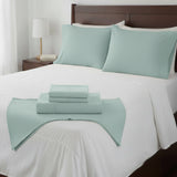 Castle Hill Premium Lightweight 330 Thread Count Cotton Sateen 4 Pieces Sheet Set Ocean Blue