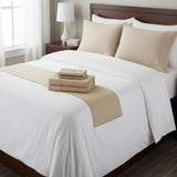Castle Hill Premium Lightweight 330 Thread Count Cotton Sateen 4 Pieces Sheet Set Taupe
