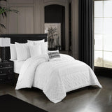 Chic Home Addison Comforter Set Jacquard Chevron Geometric Pattern Design Bedding White