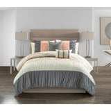 Chic Home Fay Comforter Set Ruched Color Block Design Bed In A Bag Blush