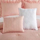 Chic Home Kensley Comforter Set Washed Crinkle Ruffled Flange Border Design Bedding Blush